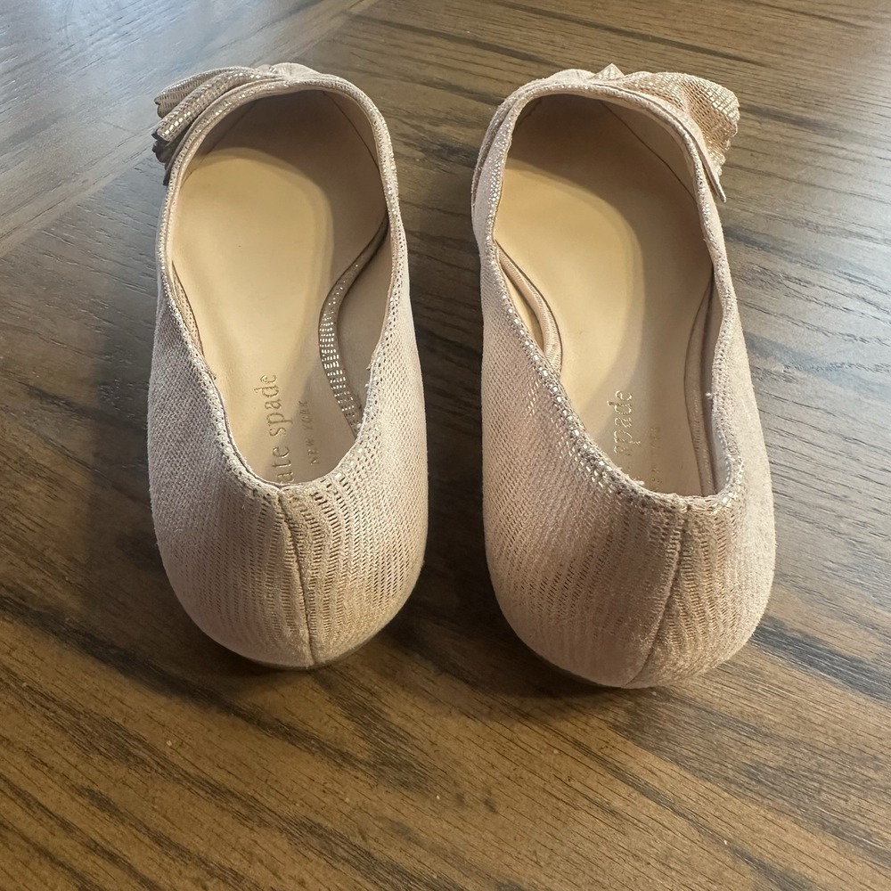 Kate Spade Flats Metallic Rose Gold Suede Leather Pointed Toe Shoes Sz 7M - Picture 4 of 11